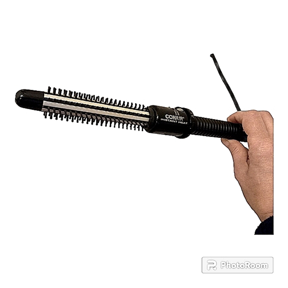 Conair Instant Heat Hot Styling Brush Curling Iron Brush Nylon Bristles Black